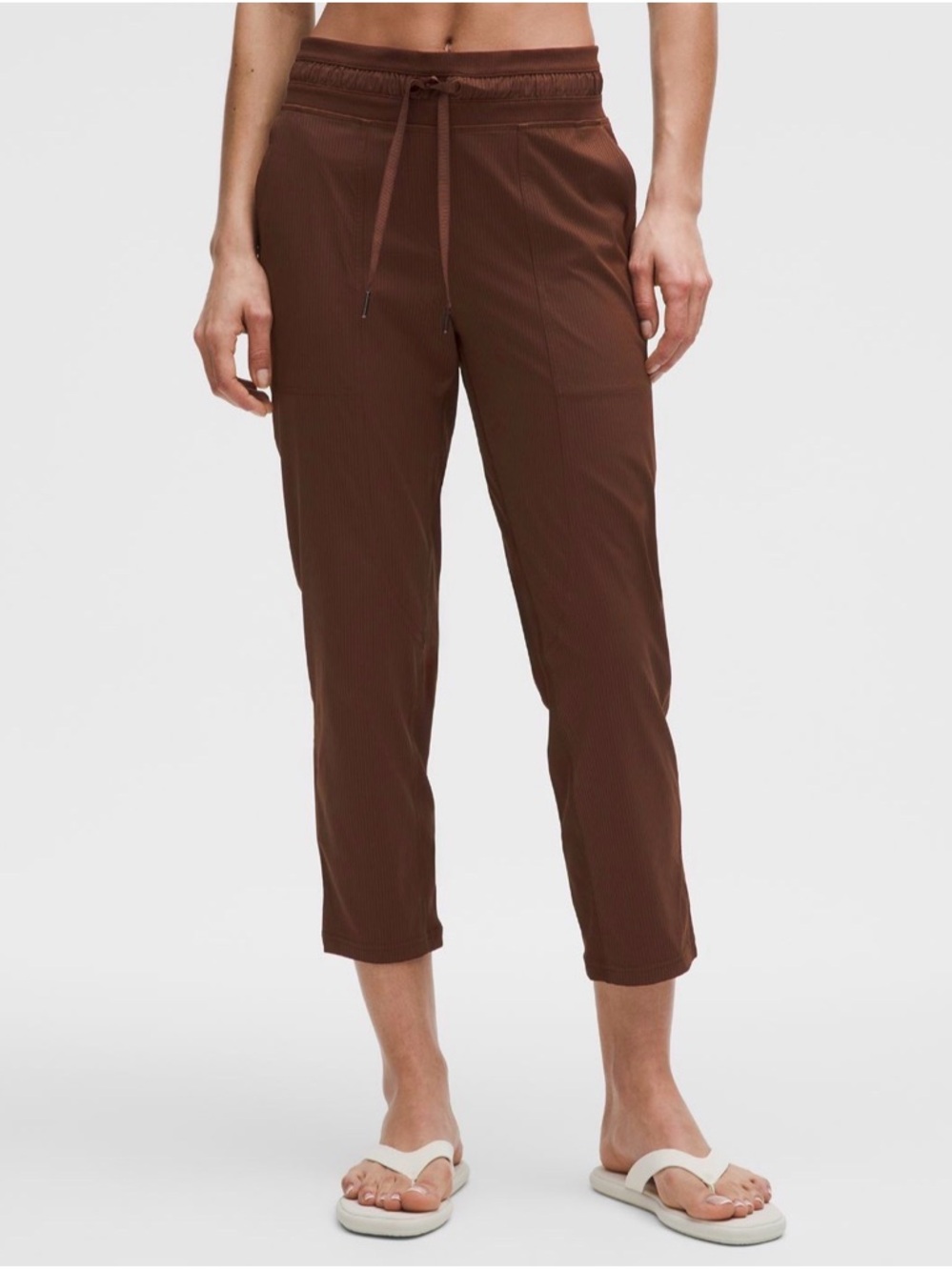 lululemon Dance Studio Mid Rise Brown Cropped Drawstring pants